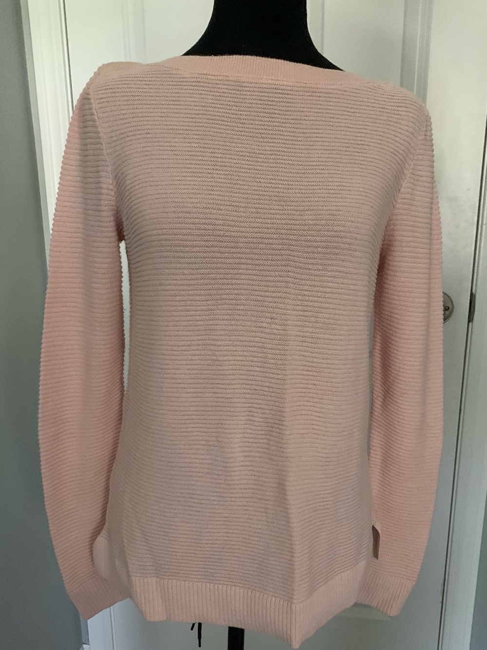 Ann Taylor Pale Pink Boatneck Ribbed Sweater